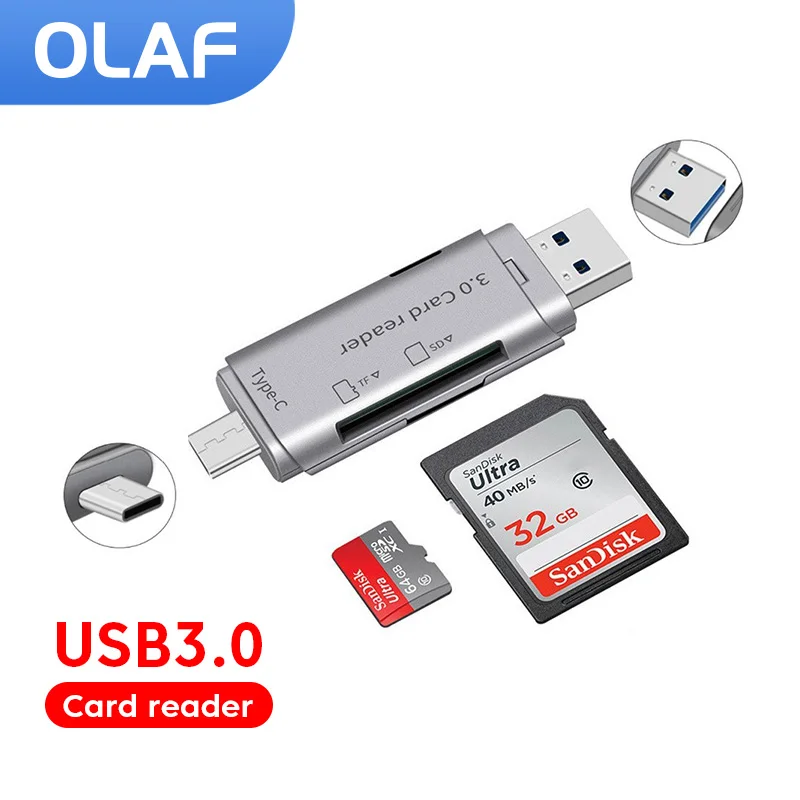 Type C Adapter OTG TF Micro USB SD Card Reader USB Memory Card For Macbook Samsung Huawei XiaoMi Laptop Phone Type-C