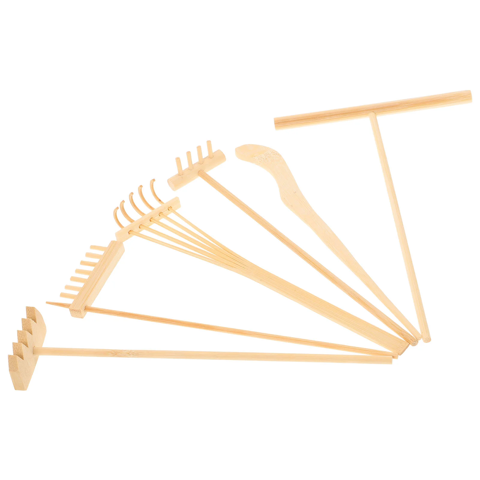 1 Set/6 Pcs Bamboo Rake Gardening Bonsai Potted Tool Mini Tea Set Rake Sand Push Drawing Pen Set Desktop Ornament Accessories