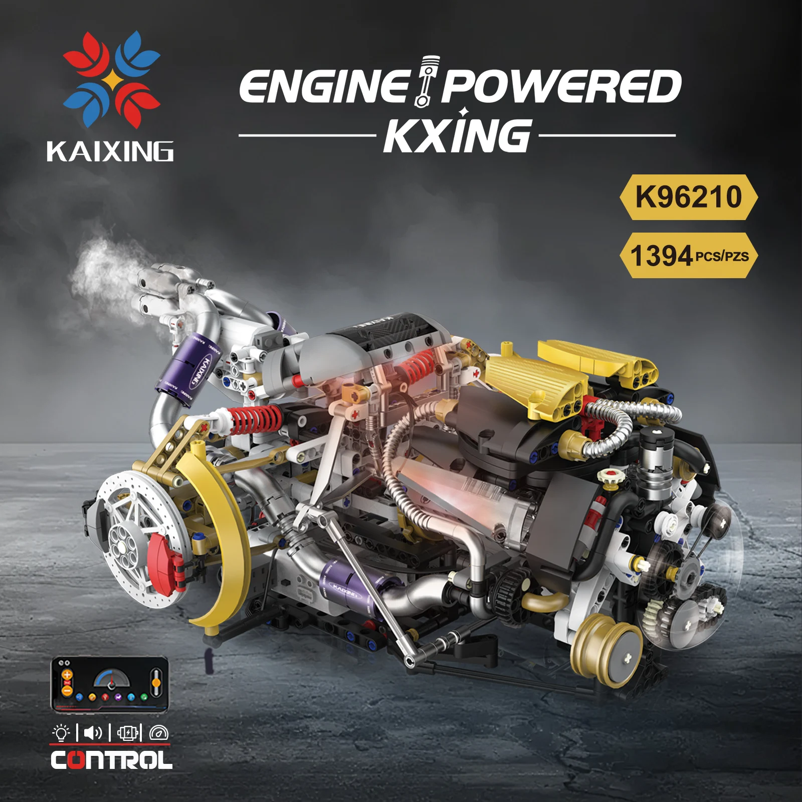 

1394pcs MOC Supercar Electric V8 Engine Building Blocks Car Accessories Electric Engine Building Blocks with Lights Perfect Gift