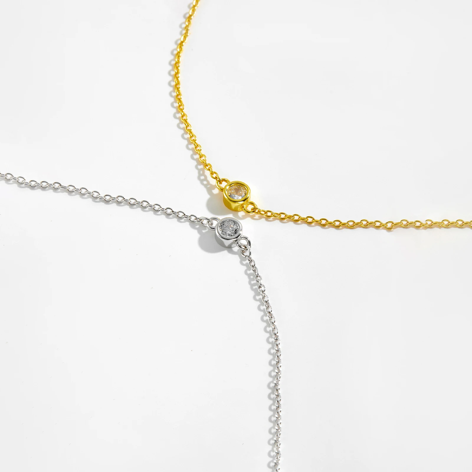 VEWANT 925 Sterling Silver One Small Circle CZ Zircon Clear Charm Chain Bracelet Women Simple Gift Fine Jewelry