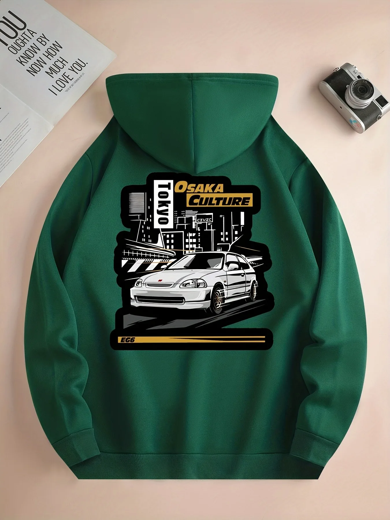 Men and Women Casual Sweatshirts Hot Selling Autumn and Winter Fleece Hoodies Fashionable Car Back Printed Long Sleeves S-3XL