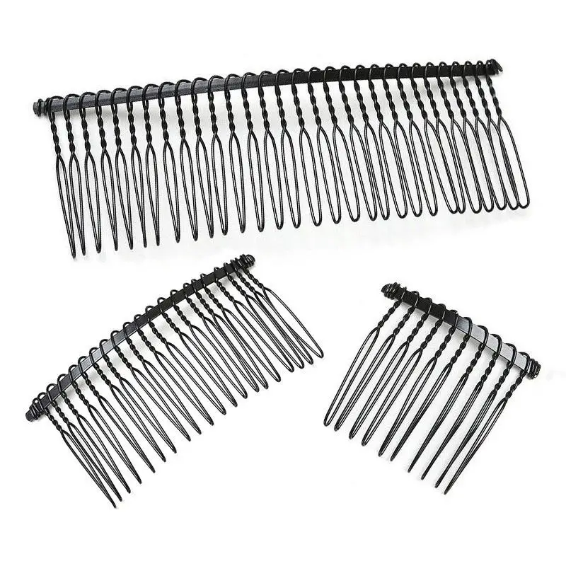 Schwarzer unsichtbarer Metall-Haarkamm mit Draht, DIY-Hochzeitsschleierkamm, dekorative Haarschmuck-Accessoires für Frauen und Mädchen – Detail 4