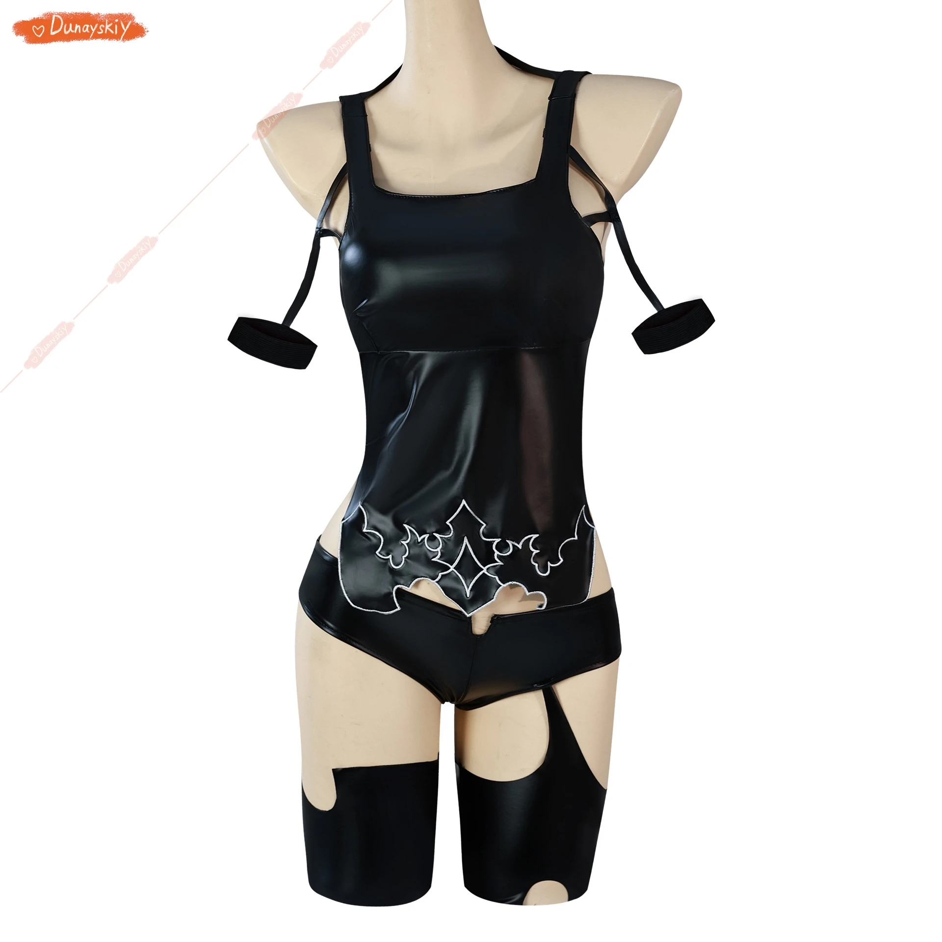 Anime Game NieR:Automata YoRHa Type A No.2 Cosplay Costume A2 Wig Black PU Tops Shorts Woman Sexy Carnival Halloween Party Suit