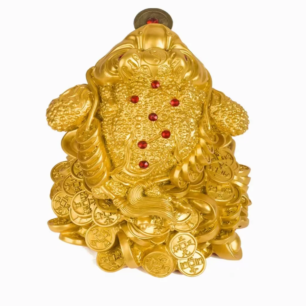 Chinese Feng Shui Toad Gold Money Coin Toads Figurine LUCKY Fortune Home Decoration I Ching Frog Living Room Ornament Favor Gift