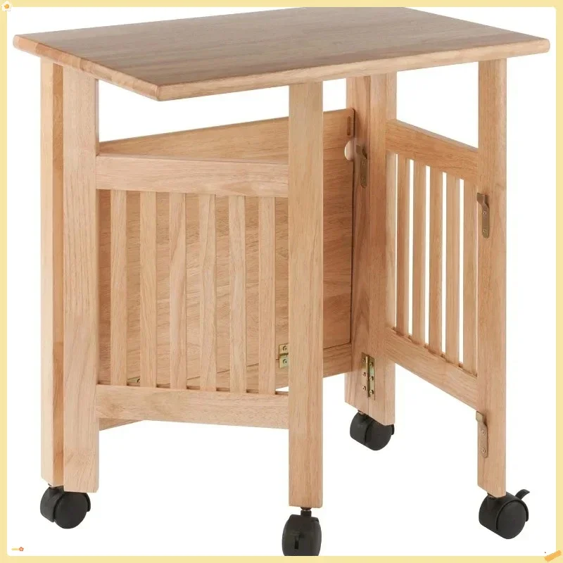 Brown 2-Tier Rolling Printer Stand Mission Style for Home Office Computer Desk Storage Cart