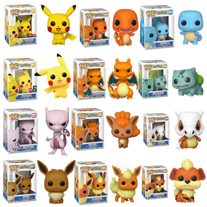 FUNKO POP Pokémon: Pikachu, Charmander, Bulbasaur y Eevee Anime acción decoración de escritorio ornamento modelo juguetes modelo coleccionable