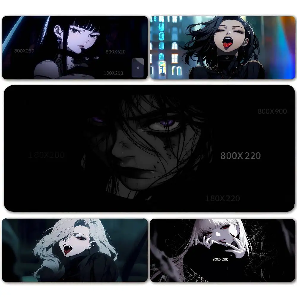 Gaming Mouse Pad HD Print Dark Girl Large Mousepad XXL Rubber Desk Mat For Gamer Desktop Decoration Lock Edge Cool Mause Mats