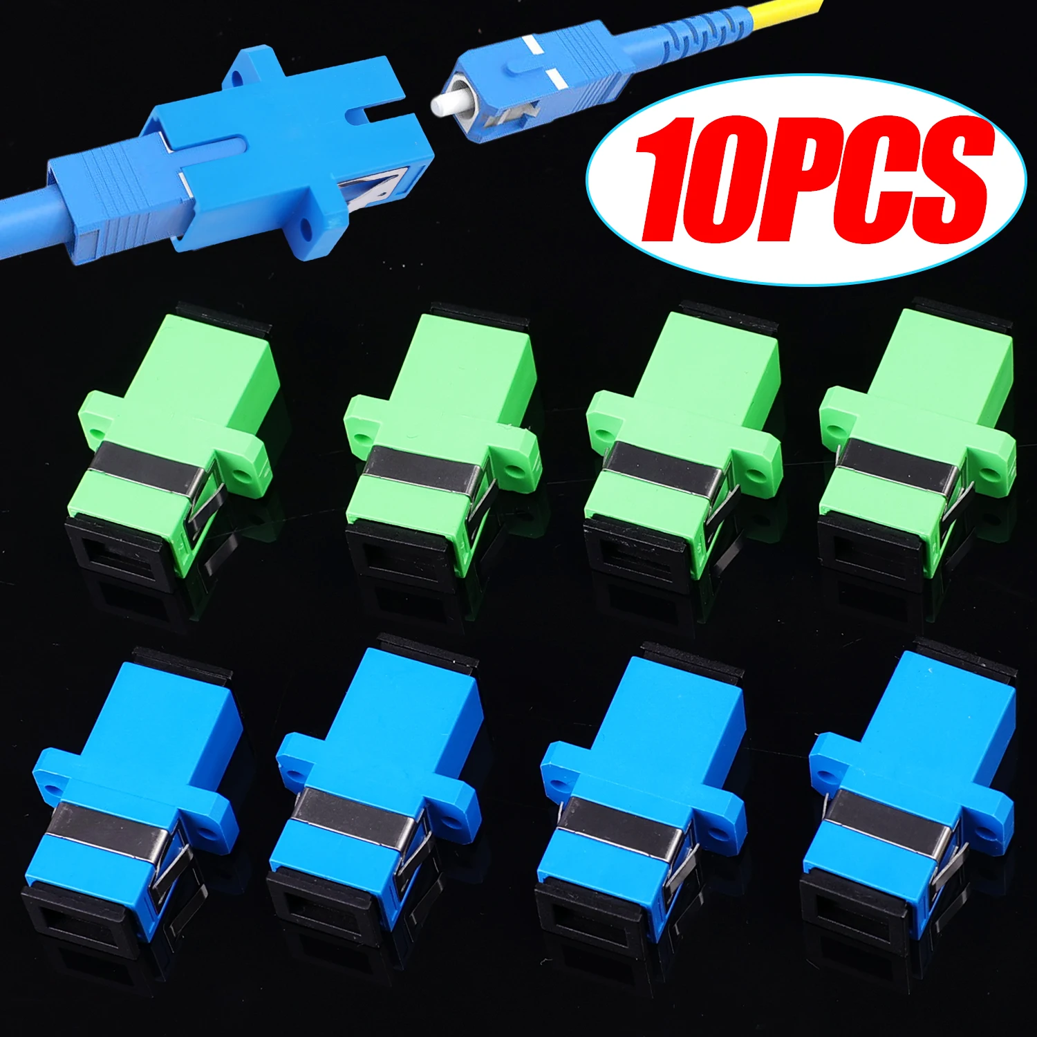 10Pcs SC Female to SC Female UPC/APC Couplers Singlemode Simplex Fiber Optical Adapters Network Internet Cable Connectors