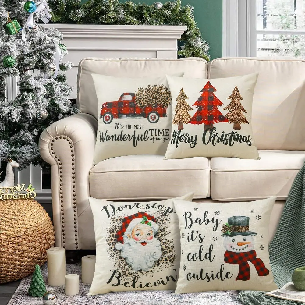 Christmas Cushion Cover, Home Decor Living Room Sofa Square Pillowcase For Bedroom Living Room Garden Car Office 40x40 60x60