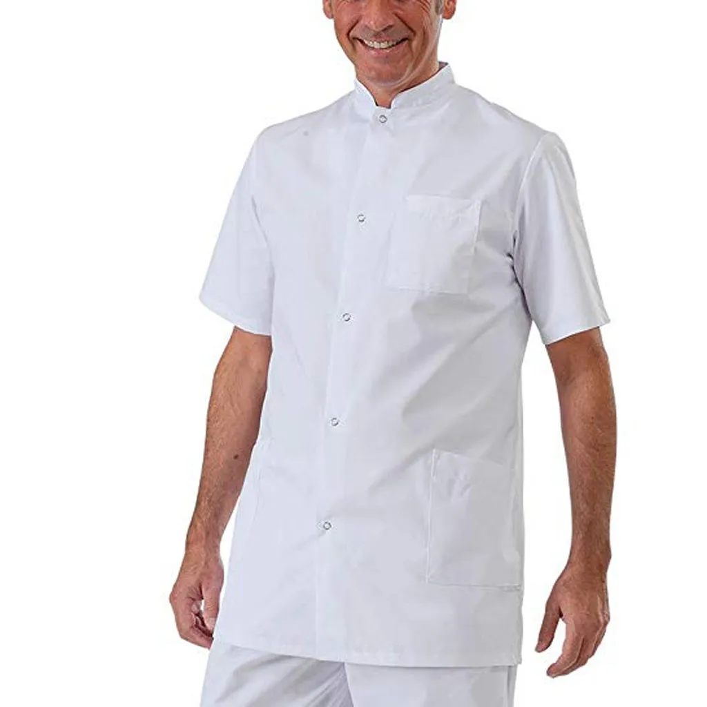 White Nurse Uniform For Women Top Short Sleeved Shirt Lab Coat Doctor Uniform Women Medical Clothing Beauty Salon Suits