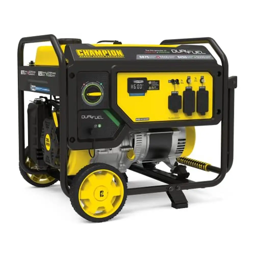 

6875W Dual Fuel Portable Generator CO Shield Propane 1.2-qt Oil Low Oil Shut-Off Voltmeter Voltage Frequency Run-Time