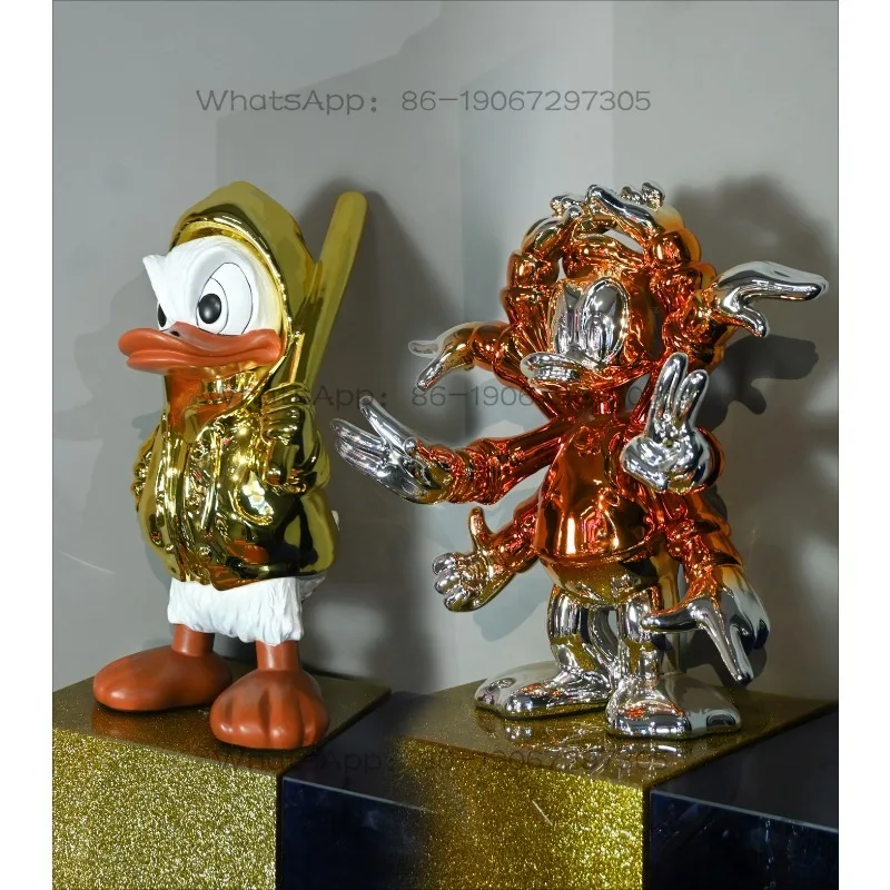 Creative Trend Desktop Light Luxury Sculpture FRP Big Mouth Duck God of Wealth TV Cabinet Decoration