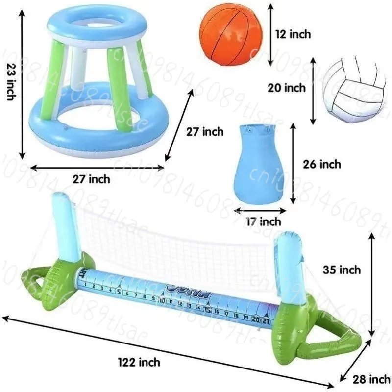 

Надувной волейбольный набор — синий мяч и стойка для развлечения пляжного многопользователя