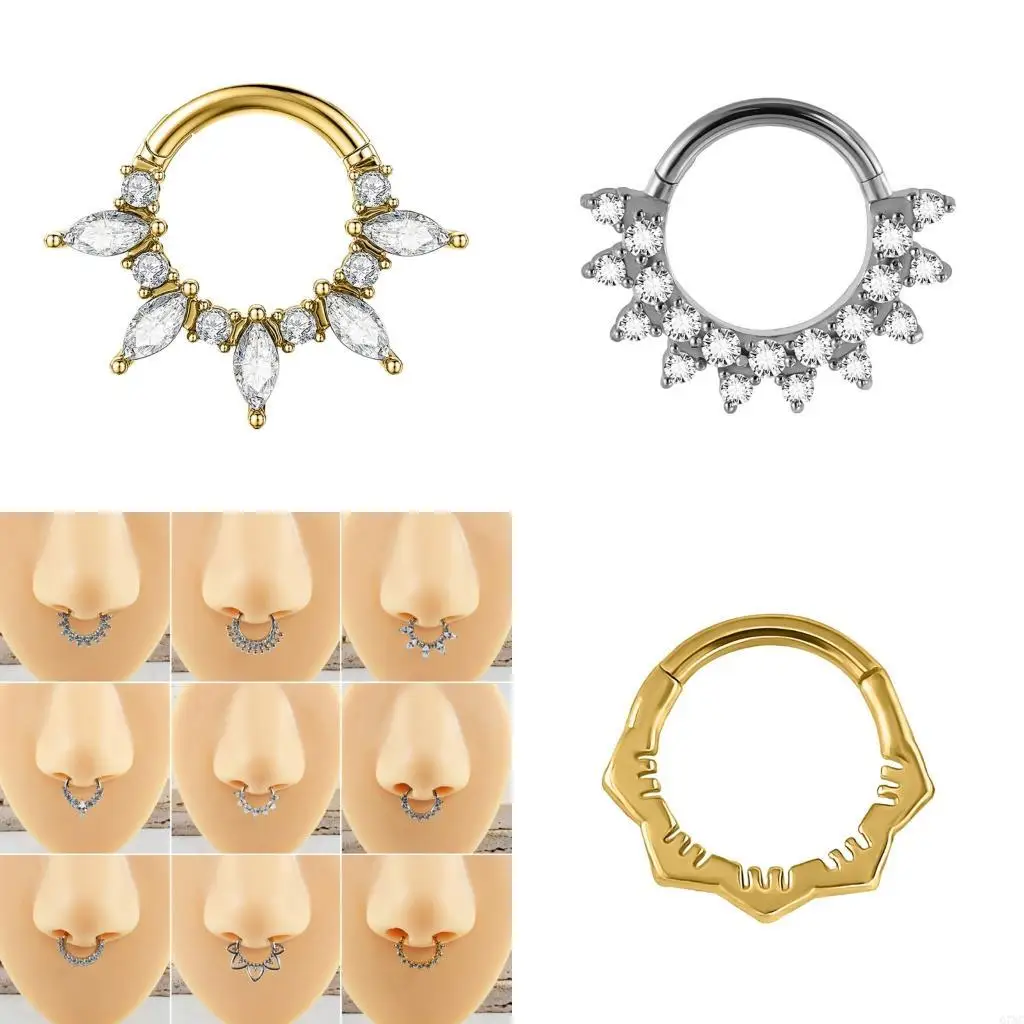 

Crystal Septum Ring Stainless Steel Ear Piercing Jewelry Nose Accessory