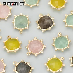 GUFEATHER MD77,jewelry accessories,18k gold plated,copper,natural stone,hand made,charms,jewelry making,diy pendants,4pcs/lot
