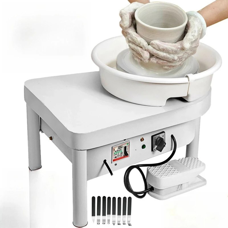 

220V Electric Pottery Wheel Lathes Clay Ceramic Forming Machine with Adjustable Lift Legs And Foot Pedal for Pottery Crafti