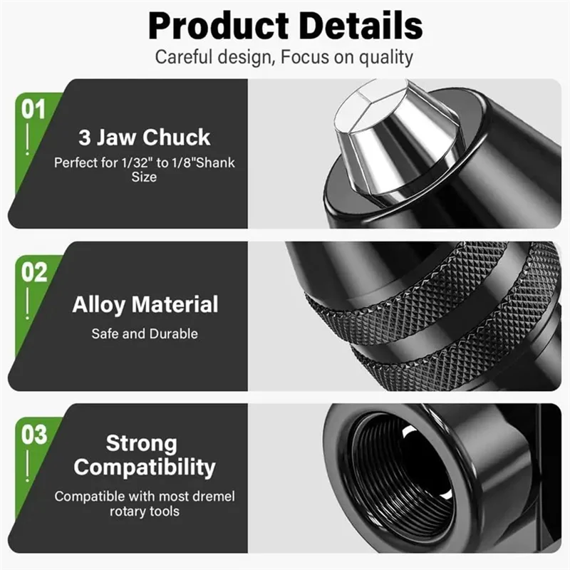 AS60-Replacement Collet Set Keyless Chuck For Drill 1/32-1/8 Inch Keyless Shank For Rotary Tools Electric Grinder Accessories