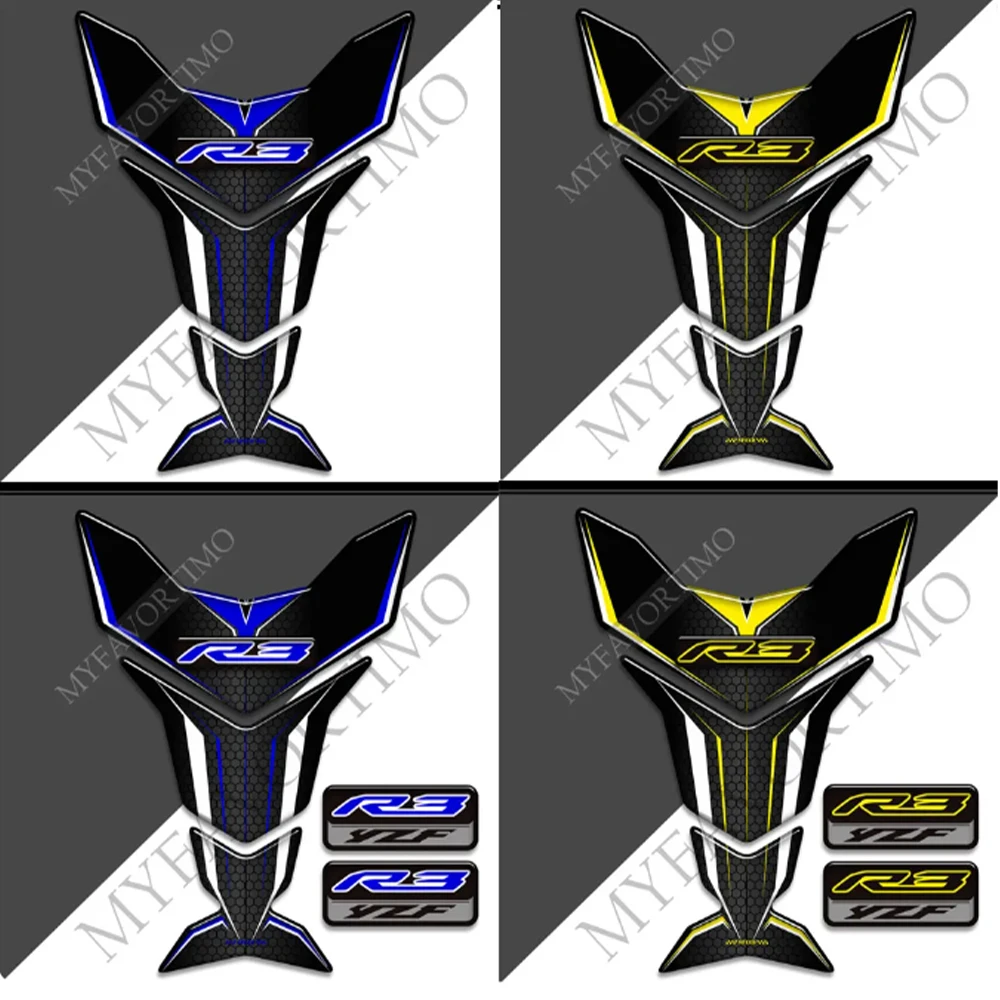 Stickers Emblem Logo Tank Pad Decals Fuel Protector For YAMAHA YZF R3 YZF-R3 Motorcycle Gas Knee Kit Fairing