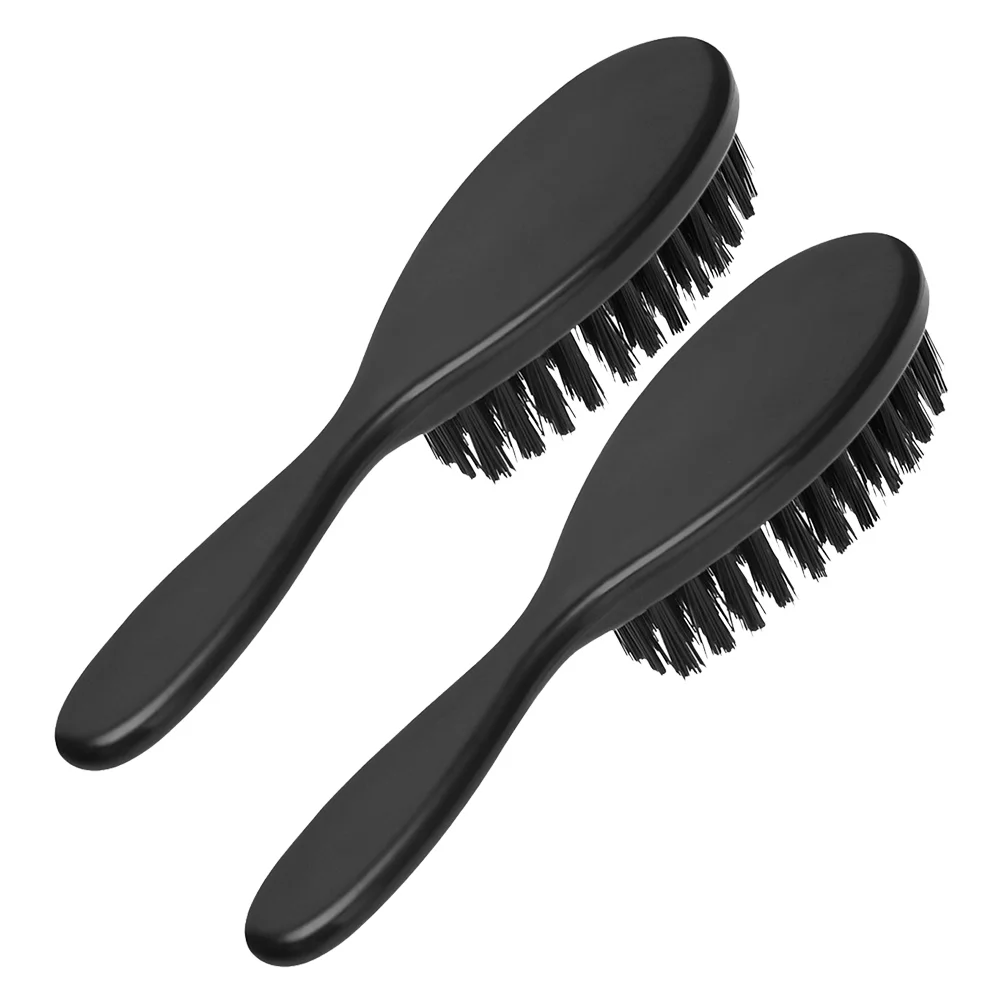 

2 Pcs Sealing Lid Pulling Men's Hair Comb Pushing Beard Grooming Kit Oil Head Black Man Brush