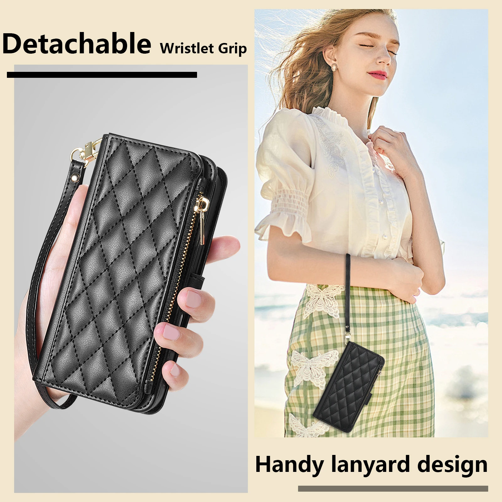 Wallet Small Fragrance Zipper Card Slot Magnetic Flip Leather Case For iPhone 18 Pro Max 17e Air 16 Plus 15 14 13 Mini Cover view 4