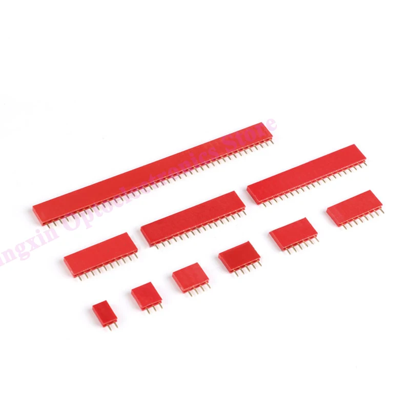 10pcs 2.54mm Single Row Female PCB Board Pin Header Connector Strip Pinheader 1x2P/3/4/6/8/10/20/40 pin Colourful socket