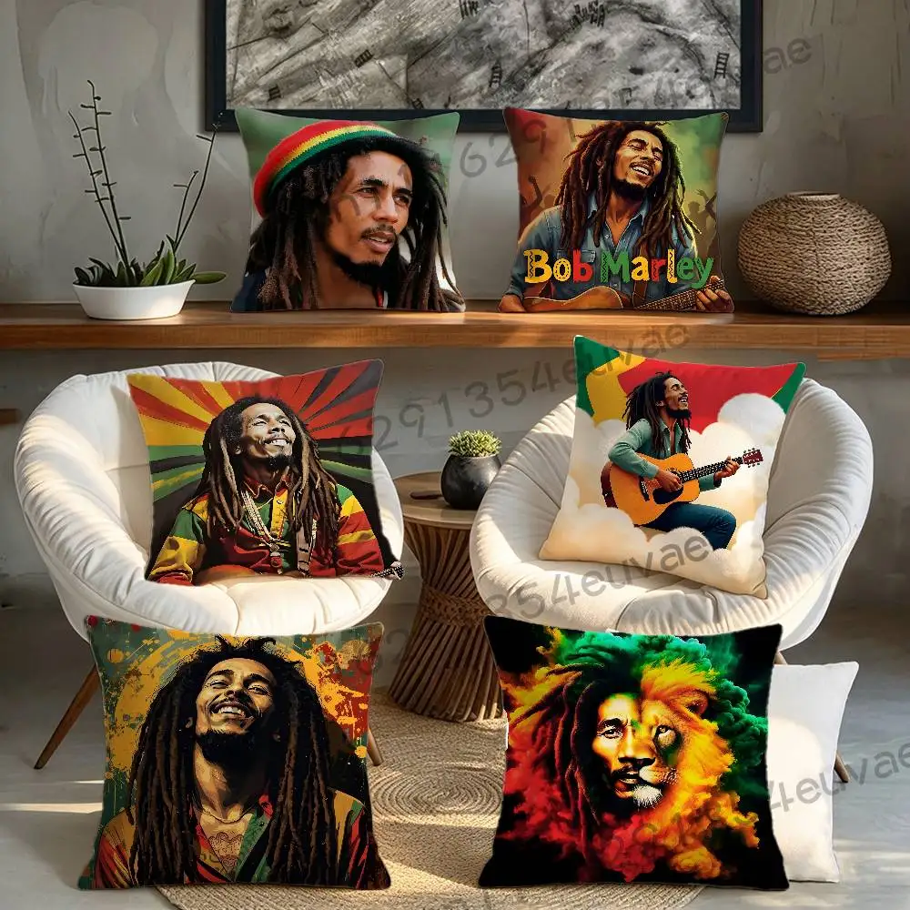 Reggae Music Singer B-Bob Marley Pillow Cushion Cover Pillowcase Living Room Sofa Home Decor Customized Cartoon