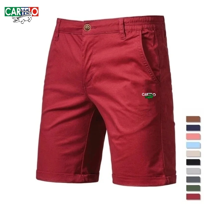 Summer men's high-quality 100% cotton casual shorts embroidered logo casual breathable workwear shorts