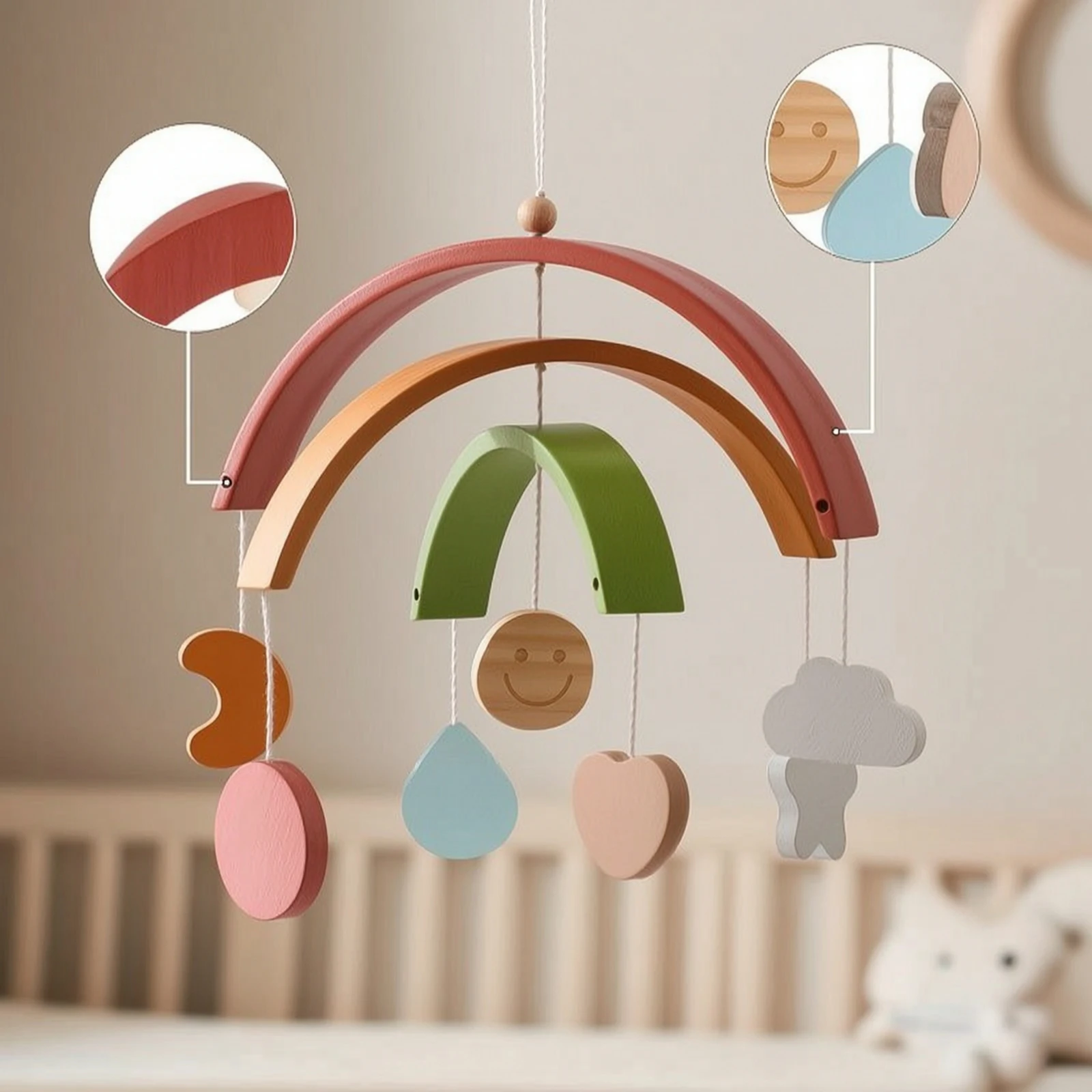 Деревянный мобиль с радужными – обзор и цена Baby Nursery Gender Neutral