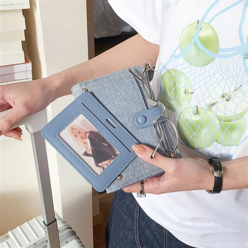leather-passport-wallet-multi-functional-ticket-clip-simple-korean-style-denim-buckle-women's-wallet-travel-document-bag