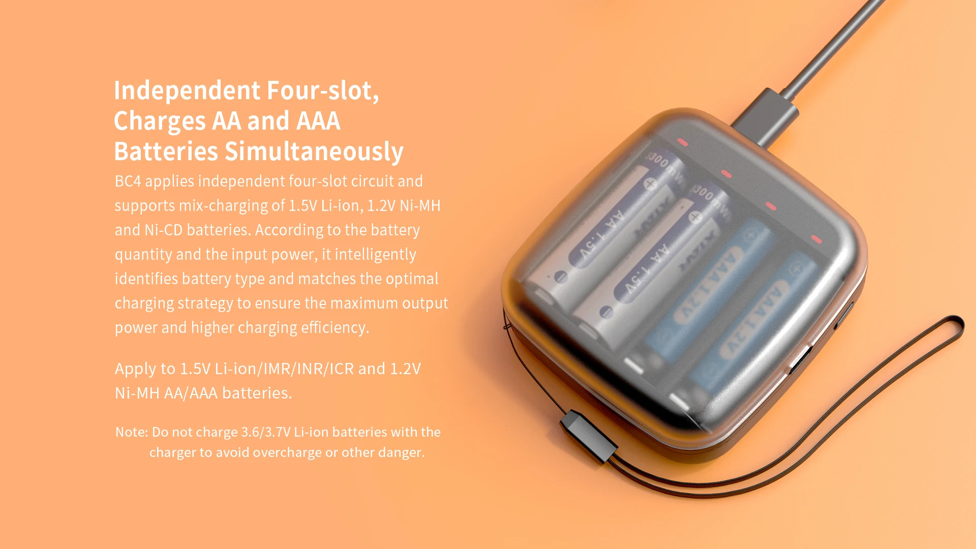 XTAR AAA AA Charger For Li-ion 1.2V NI-MH Rechargeable Batteries Type-C Input USB Output Powerbank 1.5V Battery Charger BC4