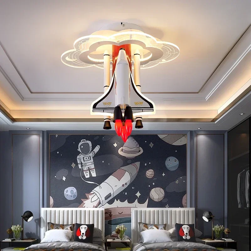 Children's Room Light, Airplane Light, Boy's Bedroom Ceiling Light, Creative Cartoon Rocket, LED Eye Protection Boys, Room Light
