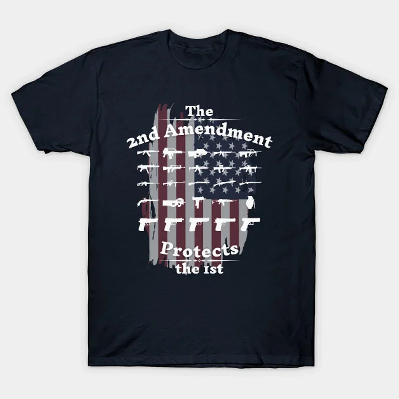 2nd Amendment Protects The 1st T-Shirt 100% Cotton O-Neck Summer Short Sleeve Casual Mens T-shirt Size S-3XL