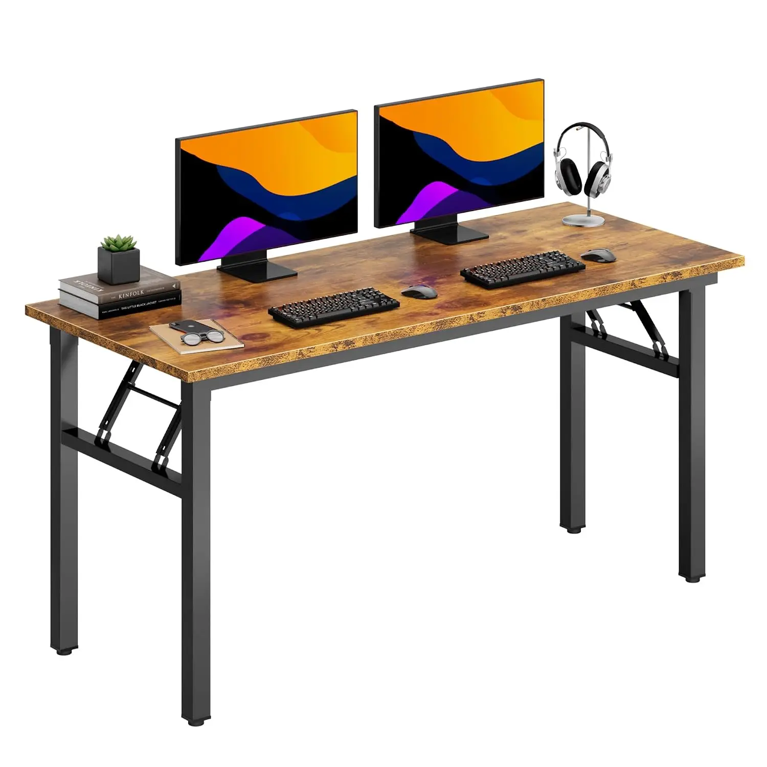 Retro Black Leg 59 Inch Versatile Computer Desk