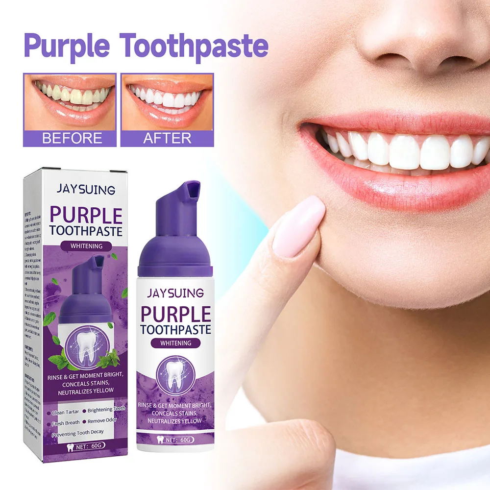 60g Purple Color Tooth Whitening Toothpaste Strengthen Teeth Root Oral Whitener For Hotel Bathroom