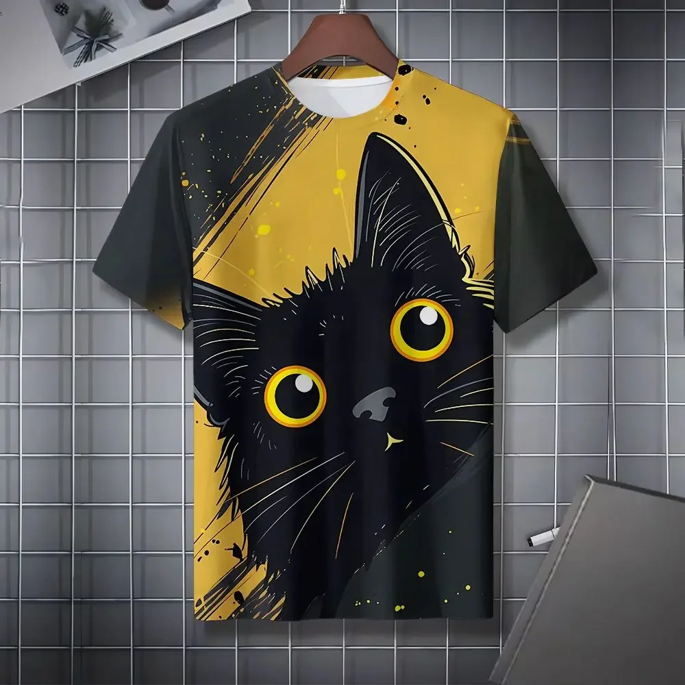 Summer Funny Cat Animal 3D Print T-Shirts Men Women Round Neck Short Sleeve T Shirt Street Tees Harajuku Y2K Tops Men's Clothing