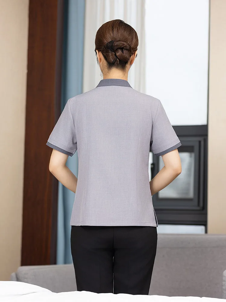 Nettoyeur de chambre d'hôtel, vêtements de travail, été, manches courtes, propriété féminine 007, maintien de B & B, centre commercial, vêtements de tante