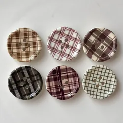 10pcs Colored Plaid Round Buttons, Handmade Materials, Clothing Accessories, Shoe Flowers, DIY, Autumn, Winter, New Style
