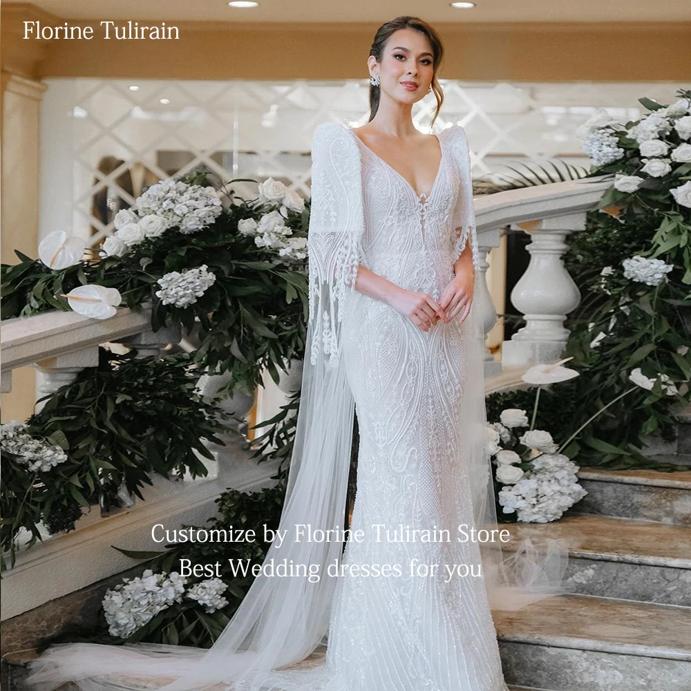 Bespoke Robe De Mariée เซ็กซี่ลึก V คอ Watteau รถไฟ Elegant A-Line Court Train ชุดแต่งงานสำหรับ brides