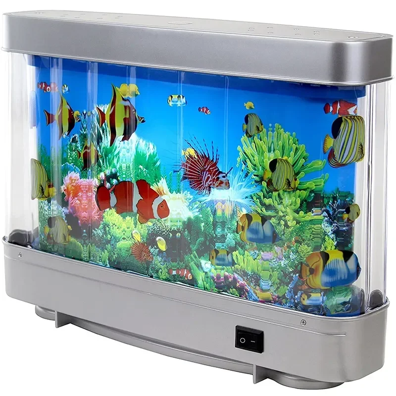 Tropical Fish Tank Lamps Artificial Aquarium Decor Virtual Ocean in Motion Night Light For Children Halloween Christmas Gift Toy