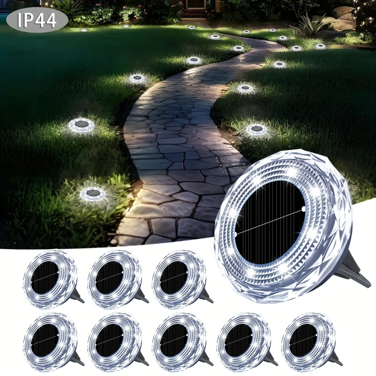 1/2/4/8pcs Mini Solar Crystal Floor Lamp Outdoor Landscape Lighting for Courtyard, Garden, Sidewalk Decorative Illumination