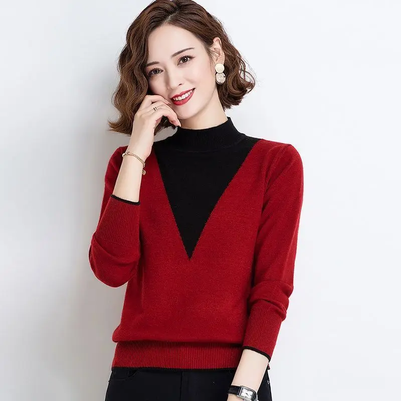 women's Autumn and Winter Fashion Simplicity Half high collar Long sleeve sweater women clothes elegant temperament Knitwear