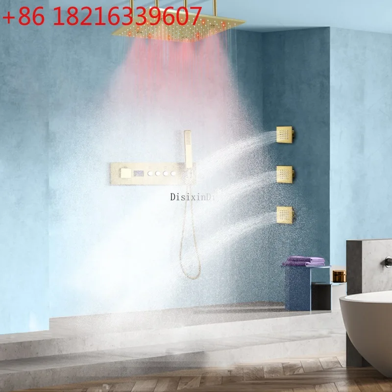 Bathroom luxury shower set ceiling 16 inch LED top spray rain spray digital display constant temperature