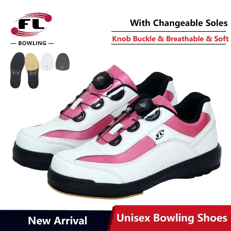 New Arrival Women Men Bowling Shoes Changeable Skidproof Sole Professional Bowling Sneakers Breathable Sports Shoes 35-46