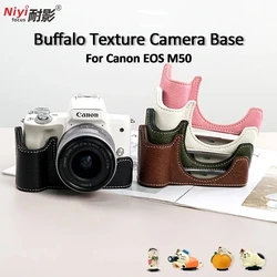 Canon EOS M50 카메라 하프 케이스 베이스 보호대 베이스 플레이트 카메라 가방 버튼 오프닝 1/4Scew 레트로 핫슈 커버용 카메라 케이스