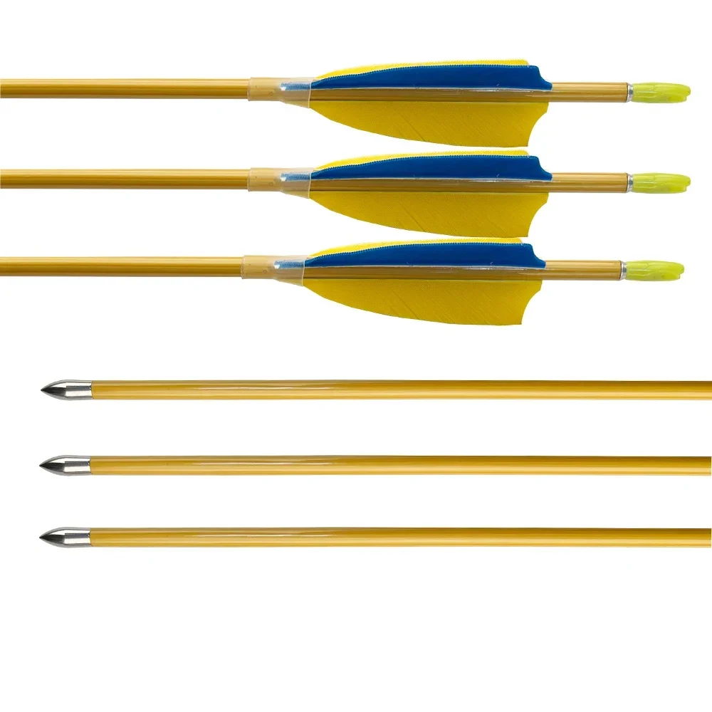 

12pcs Linkboy Archery Carbon Arrows ID4.2mm Bamboo Skin Spine 900 Recurve Bow LongBow Hunting Accessories Shooting