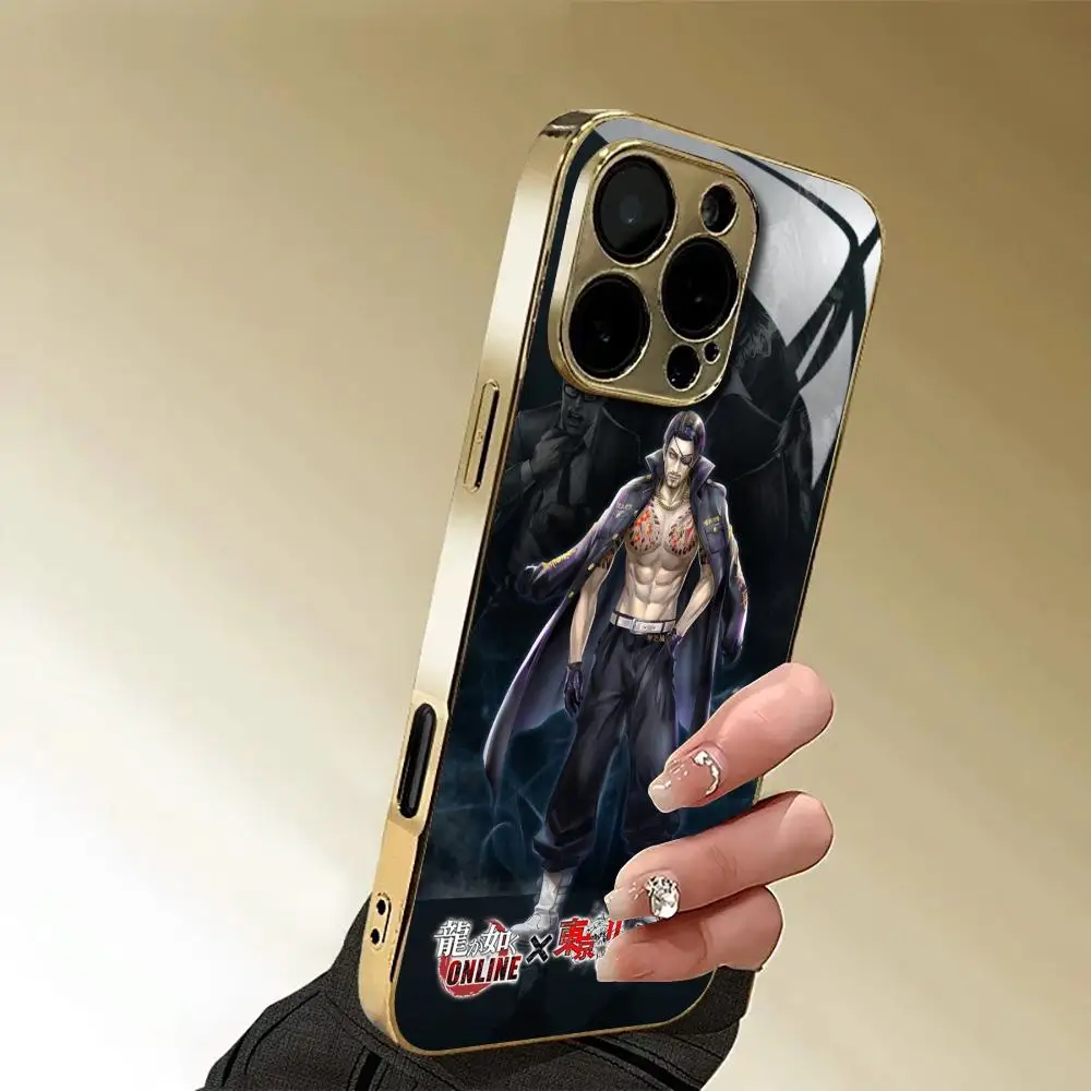 Yakuza Kiwami 3 & Dark Ties Phone Case For iphone 17 AIR 16 15 14 13 12 Pro Plus Max gold Electroplated glass Case - view 5