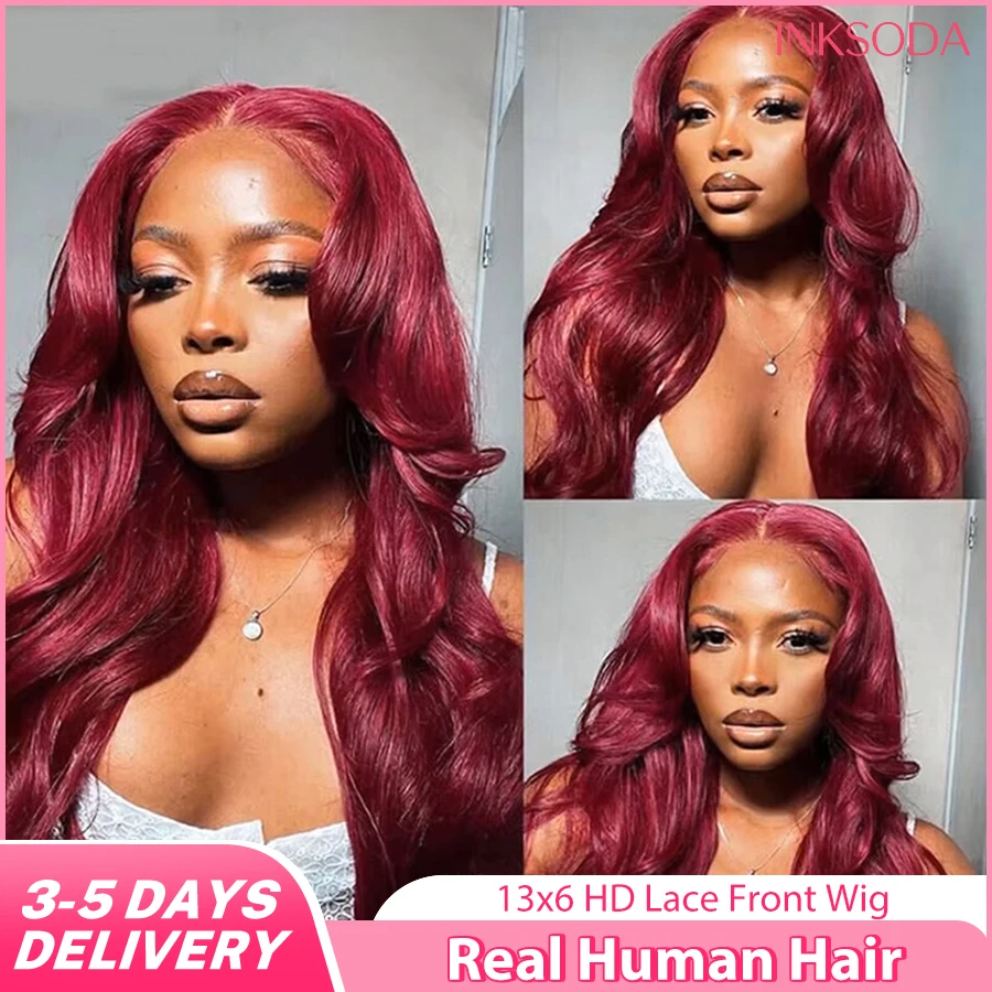 

220% Density Transparent 13X6 Hd Lace Frontal Wigs 99J Burgundy Body Wave Brazilian Human Hair Wigs For Black Women Human Hair