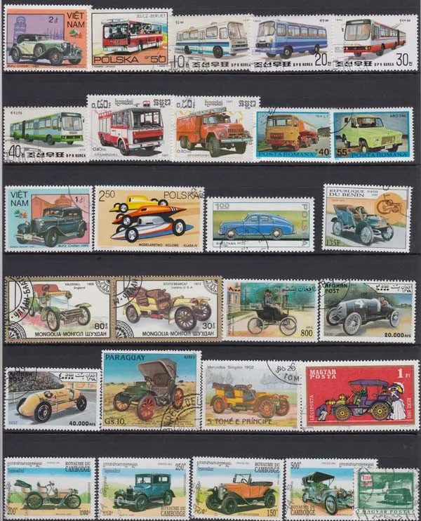 Classic Car Transportation 50 100Pcs/lot Topic Stamps Original Postage Stamp with Postmark Good Condition All Different