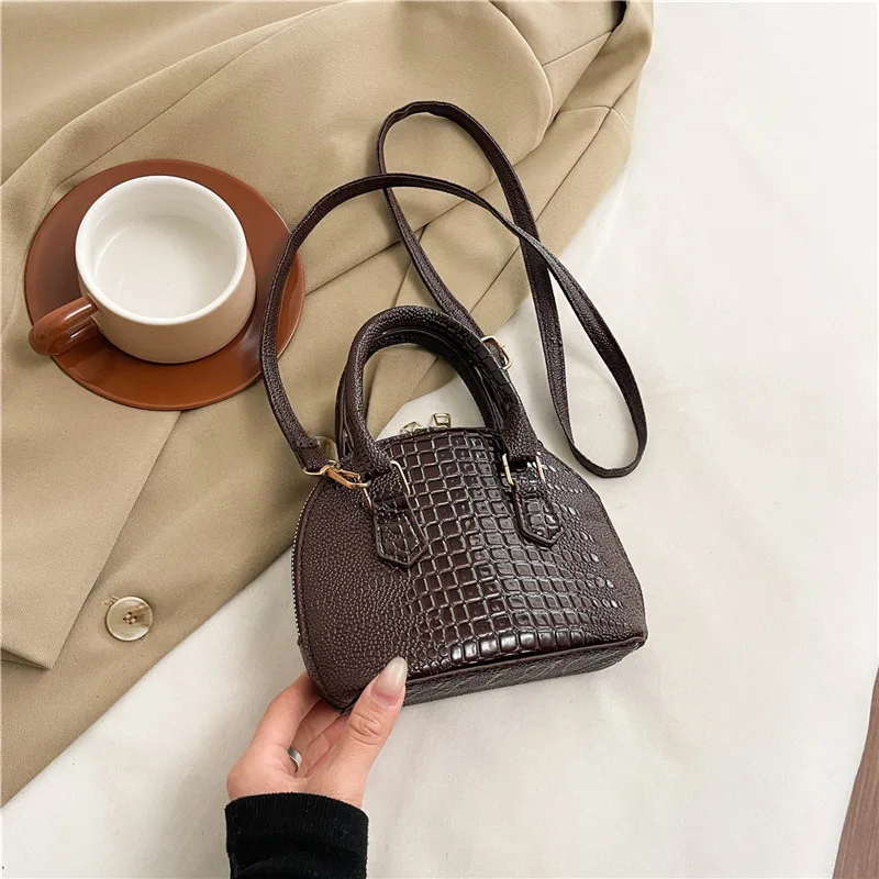 حقيبة كتف ريترو أنيقة 2025 جديدة للنساء، محفظة كروس فاخرة بنمط التمساح، حقيبة شل عصرية لجميع المناسبات #6
