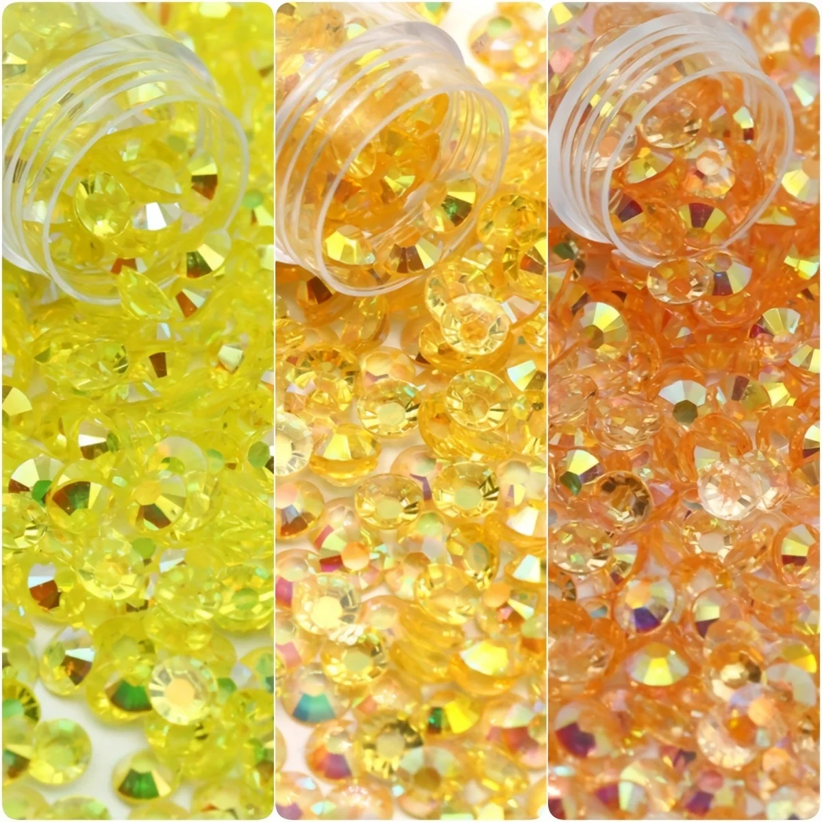 Resin Transparent Rhinestones Citrine Topaz Champagne AB 2-6mm Non Hotfix Flatback Rhinestone For Nail Art Garment Decoration